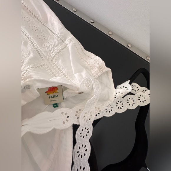 Farm Rio: Size M. White Richelieu Sleeveless Midi Dress (Ret:$400) - Picture 6 of 11